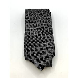 CLUB ROOM Men's Vintage Black/White Patterned Abstract Silk Regular Tie OS